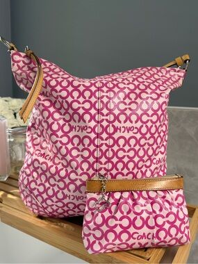 COACH Pink Op Art Signature Coated Canvas Set